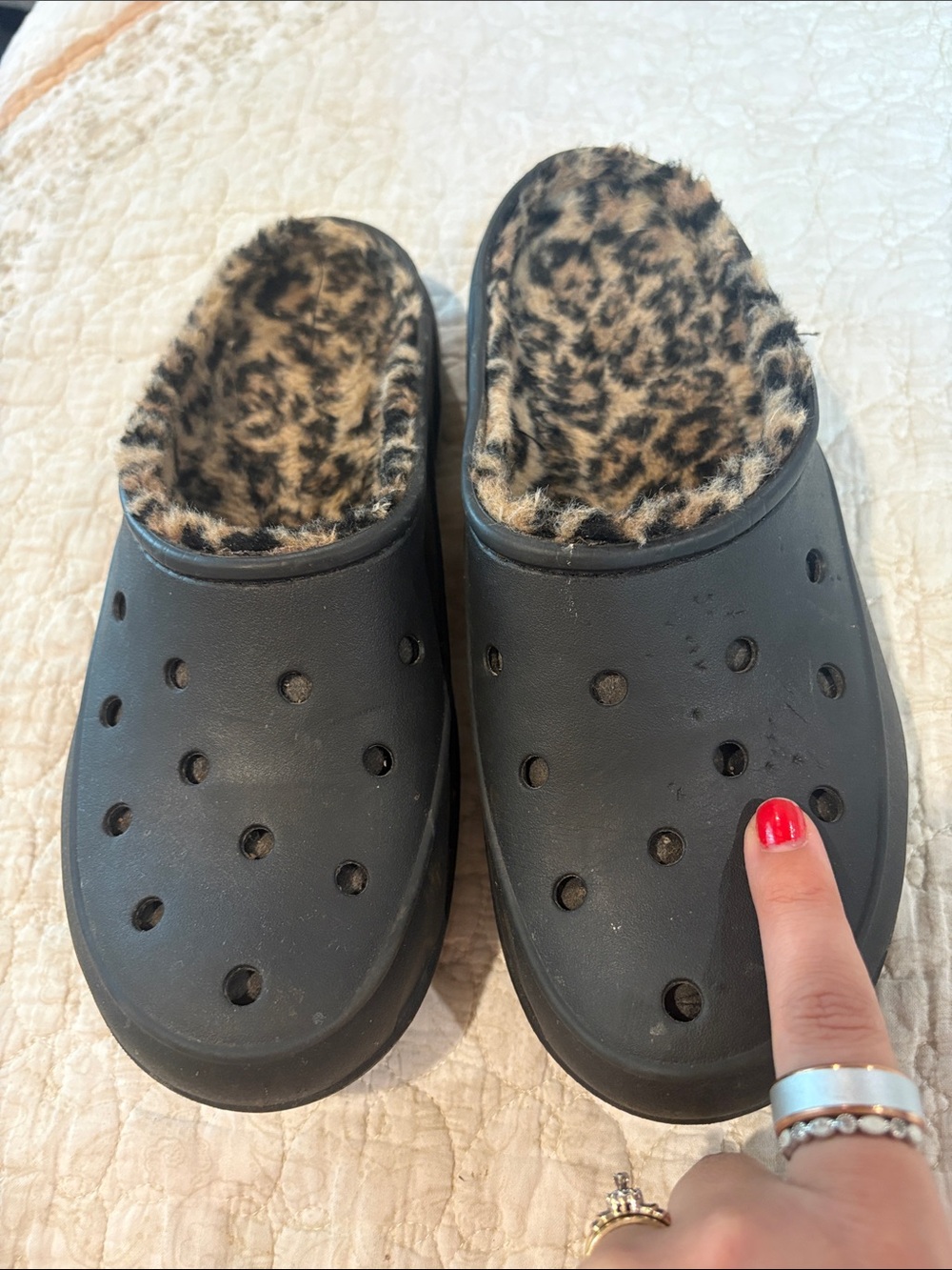 CROCS Black Faux-Fur Lined Slip-On Clog - Picture 3 of 4